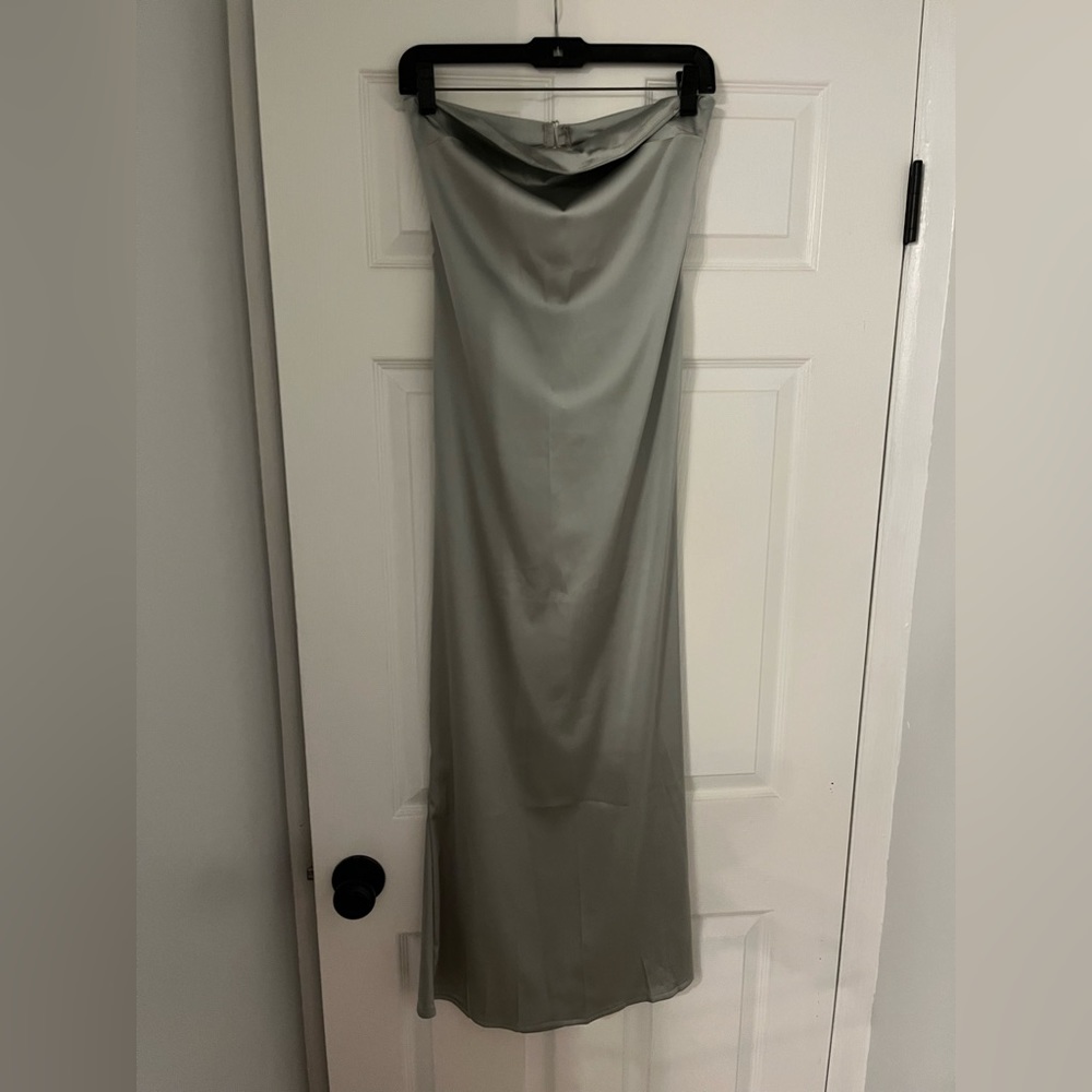 Never worn sage green strapless slip dress